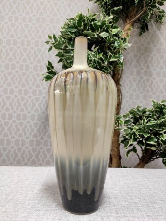 000145 Vaso Decorativo Nakine Ceramica Bege 37X15X15