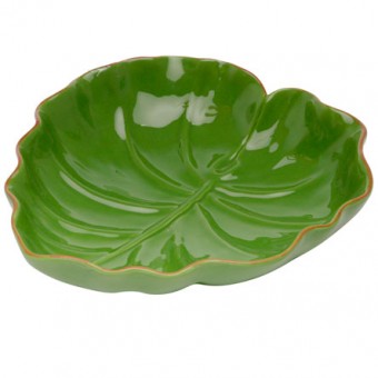 3872 TRAVESSA DE CERAMICA LEAF VERDE 24X22X06 CM