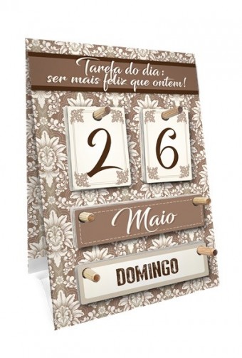 C125 calendário permanente de mesa floral marrom 26x18