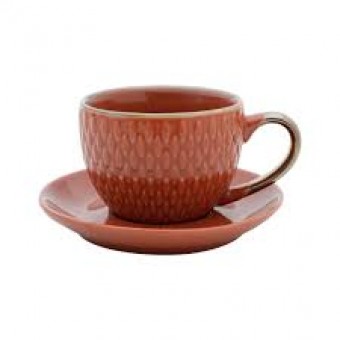 27612 CJ 4 XICARAS PORCELANA P/CAFE C/PIRES LARANJA 90ML