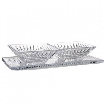 22661 Travessa com 2 bowls Edimburgo em cristal ecológico 11.7x11.7x4.5Cm