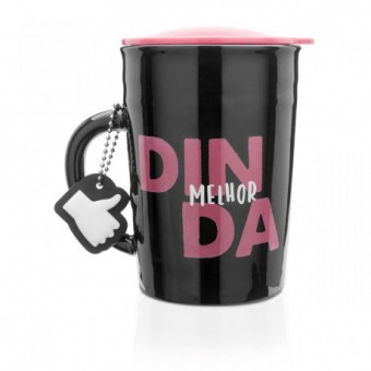 LI2177 CANECA COM TAMPA E CHAVEIRO MELHOR DINDA