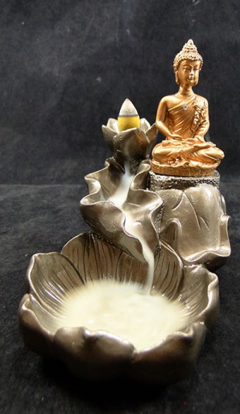 42-198 Incensário Cascata Flores Com Buda 13x10cm