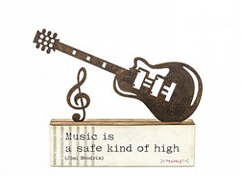 FE662 ESCULTURA DE MESA FERRO GUITARRA "MUSIC IS..."