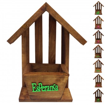 PN034 CACHEPO CASINHA 13X22CM MADEIRA