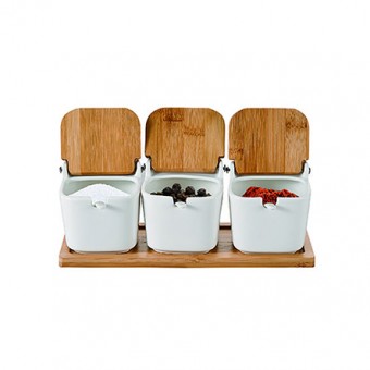 Pcln-022 porta condimento de porcelana 03 pcs