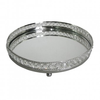 GLI0005 BANDEJA ESPELHADA EM NIQUELADA PRATEADA 25CM X 5CM