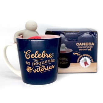 10024124 CANECA 350ML C/ INFUSOR P/ CHA CELEBRE