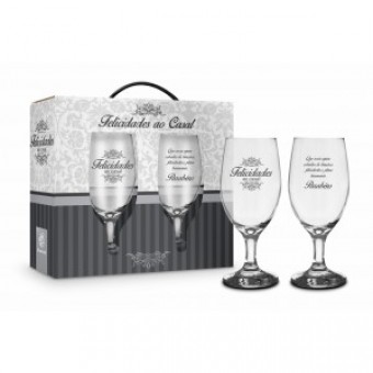 2649 CONJUNTO 2 TACAS WINDSOR - FELICIDADES AO CASAL