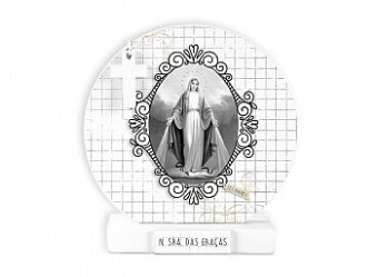 RL149 RELICÁRIO DE IMÃ NOSSA SRA DAS GRAÇAS ESTAMPA QUADRICULADA