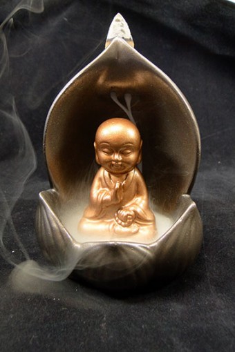42-196 Incensário Flor de Lótus com Monge