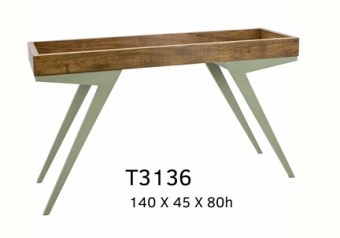 T3136 APARADOR BANDEJA COM ESPELHO  140X45X80 ALT ( MADEIRA DE DEMOLIÇÃO )