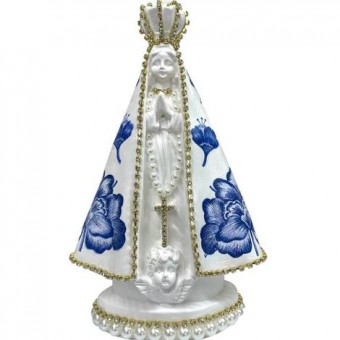 AP24-MA N SRA APARECIDA MANTO C FLOR AZUL 24 CM