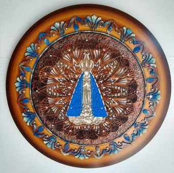 of53 MANDALA NOSSA SENHORA APARECIDA AZULAO 40   65CM