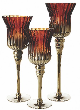 XWZ103 PORTA VELA TULIPA COM PE C/ 3 PCS ALT.40/35/30 CM