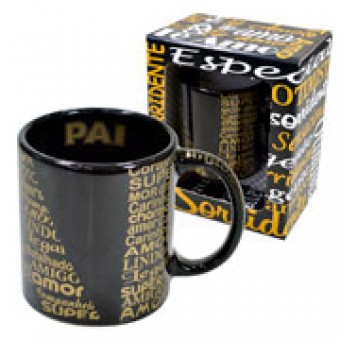 1907 CANECA DE CERAMICA PAI PRETA/DOURADA 340 ML