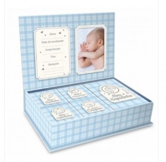 2952 caixa porta lembrancas - meus tesouros azul