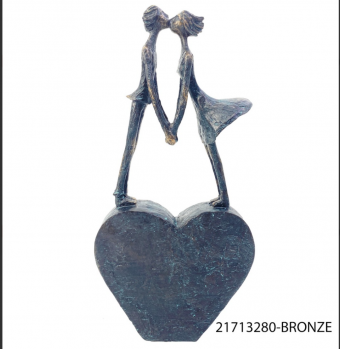 21713 ESCULTURA RESINA BEIJO E CORACAO 16,4X5X33,8 - 001