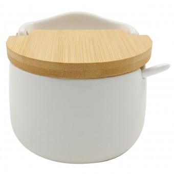 5773 SALEIRO 10X9,5CM C COLHER TAMPA BAMBU PORCELANA