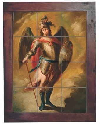 3093am-064 quadro azulejo arcanjo sao miguel 30x20cm