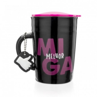 LI2173 CANECA COM TAMPA E CHAVEIRO MELHOR AMIGA