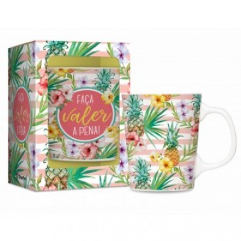 2198 CANECA PORCELANA PREMIUM - ABACAXI