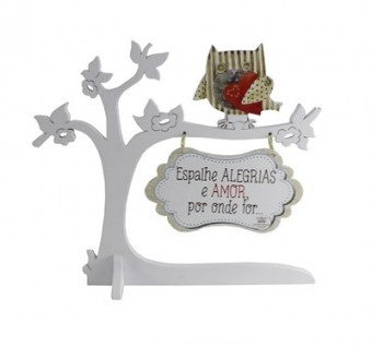 P15778 ENFEITE PLACA CORUJA ESPALHE ALEGRIAS 18X20