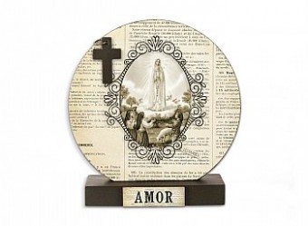 RL161.05 RELICÁRIO DE IMÃ NOSSA SRA DE FATIMA ESTAMPA JORNAL