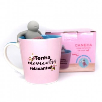 10024122 CANECA 350ML C/ INFUSOR P/ CHA PENSAMENTOS POSITIVOS