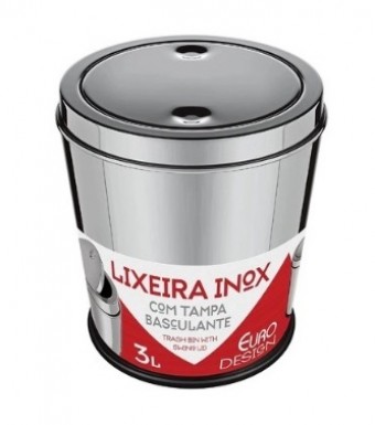 LIX1386 L LIXEIRA DE INOX C/ TAMPA BASCULANTE 03 LTS