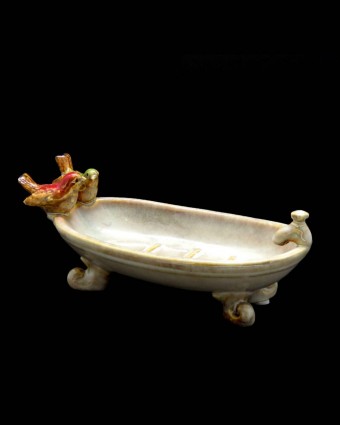 G360845b  Saboneteira Banheira Passarinho Porcelana