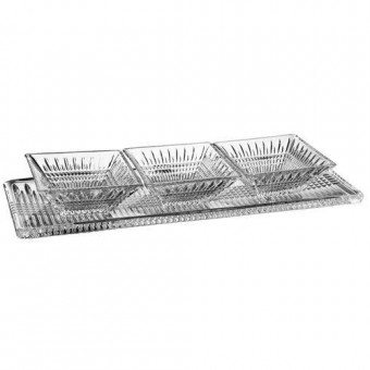 23197 Travessa com 3 bowls Edimburgo em cristal ecológico