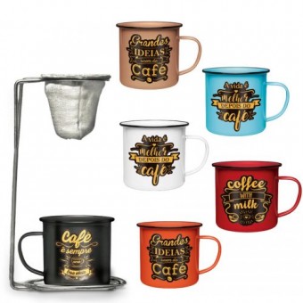 3040038 CONJUNTO ESMALTADA 150ML FRASES CAFE