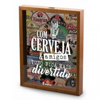 10225 QUADRO PEQ VIDRO TAMPINHA - COM CERVEJA E AMIGOS