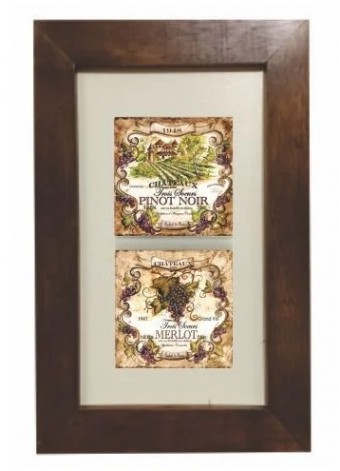 3002M-014 QUADRO DEC MADEIRA C/2 AZ VINHO 18,5X31,5CM