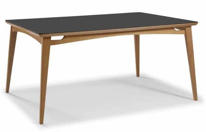 MESA CONDE  1,60x0,90 TAMPO VIDRO FENDI/PRETO/BRANCO  A77 x L90 x C160