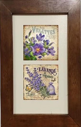 3002M-010 QUADRO DEC MADEIRA C/2 AZ LAVANDA 18,5X31,5CM