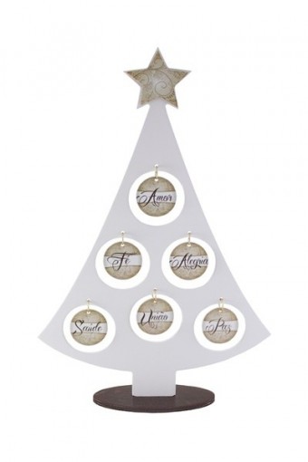 P17130 ENFEITE ARVORE NATAL 6 BOLAS COM PALAVRAS 37X25