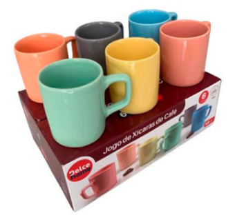 D0CA54  JG XICARAS P/ CAFE CERAMICA COLORS 80 ML 06 PCS