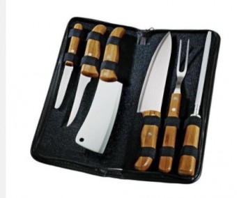 PB-00213 CONJ. DE FACAS INOX / BAMBU COM ESTOJO FRANKFURT - 7 PCS