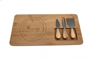 ZFJ6023 JOGO PARA QUEIJO COM TABUA DE BAMBU 38X18,5CM
