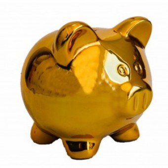2289 COFRE CERAMICA METALIZADO - PIG DOURADO