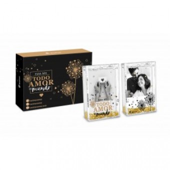 1165 PORTA RETRATO AGUA PEQ DUPLO - TODO AMOR DO MUNDO