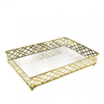 CG-009-080 BANDEJA METAL PRATA SQUARES ESPELHADA 27X19X5 CM