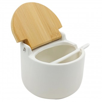 5773 SALEIRO 10X9,5CM C COLHER TAMPA BAMBU PORCELANA