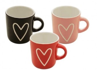 2429 CANECA DE PORCELANA HEART COR SORTIDA 180ml