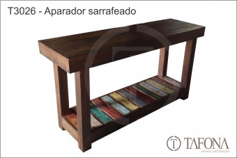 T3026 APARADOR SARRAFEADO ( MADEIRA DEMOLIÇÃO / RÚSTICO )