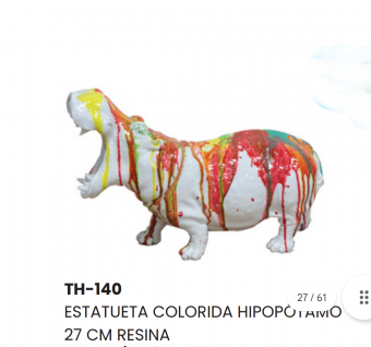 TH-140 ESTATUETA COLORIDA HIPOPOTAMO
