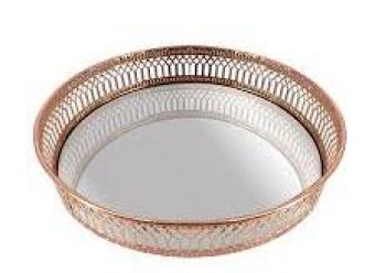 SHW602 BANDEJA ESPELHADA REDONDA COBRE ROSE Ø17X A4,5CM