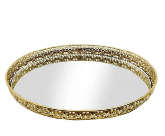 394080 bandeja 4cm dourado espelhado